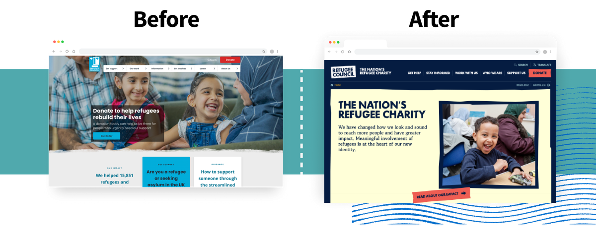 Two screenshots of the before and after of the process